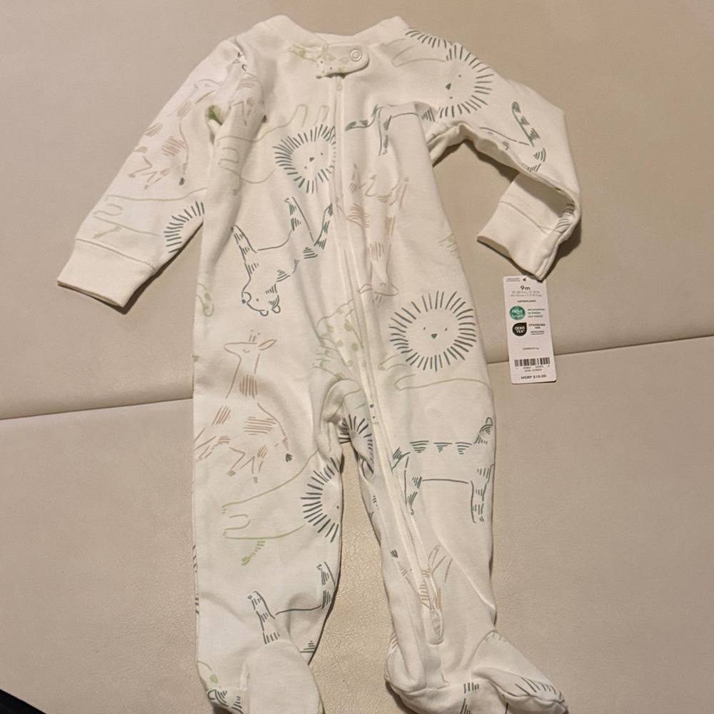 Carters 2 Way Zip Animal Footie 9m NWT